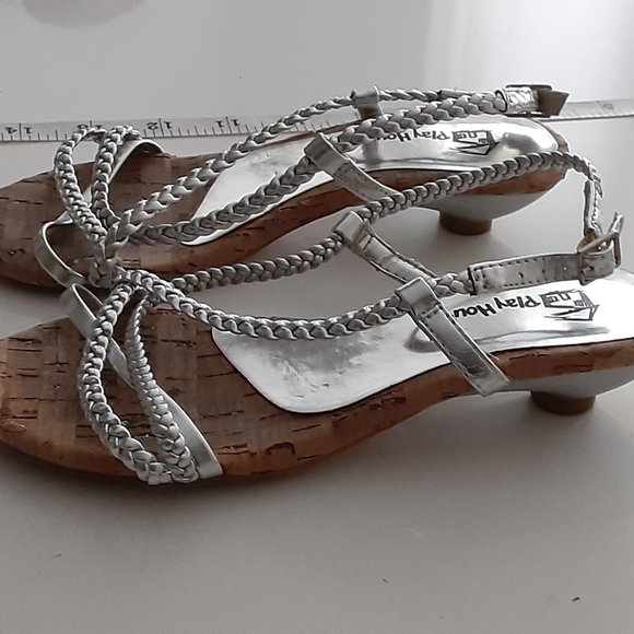 Playhouse silver & cork little girls sandals size 12 - Picture 4 of 6